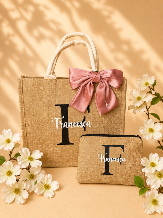 Set Borsa e Pochette in juta