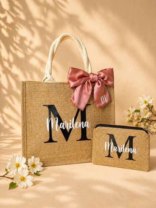Set Borsa e Pochette in juta