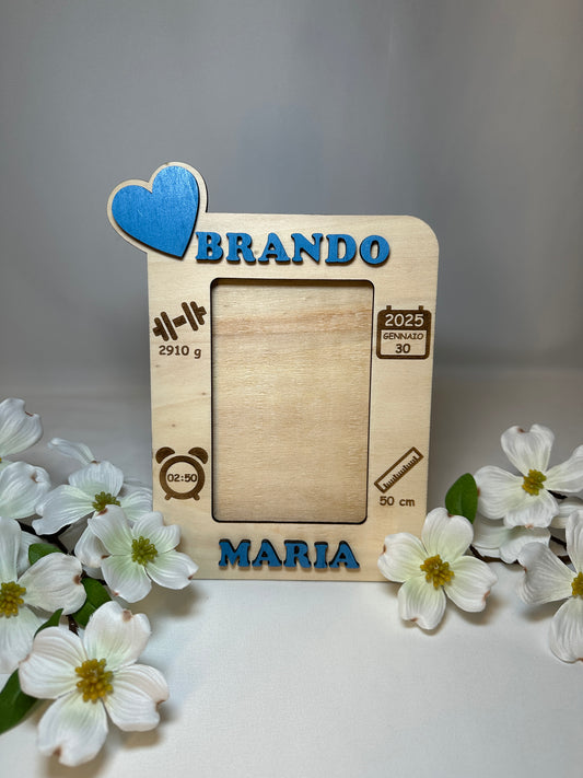 Cornice Nascita in legno