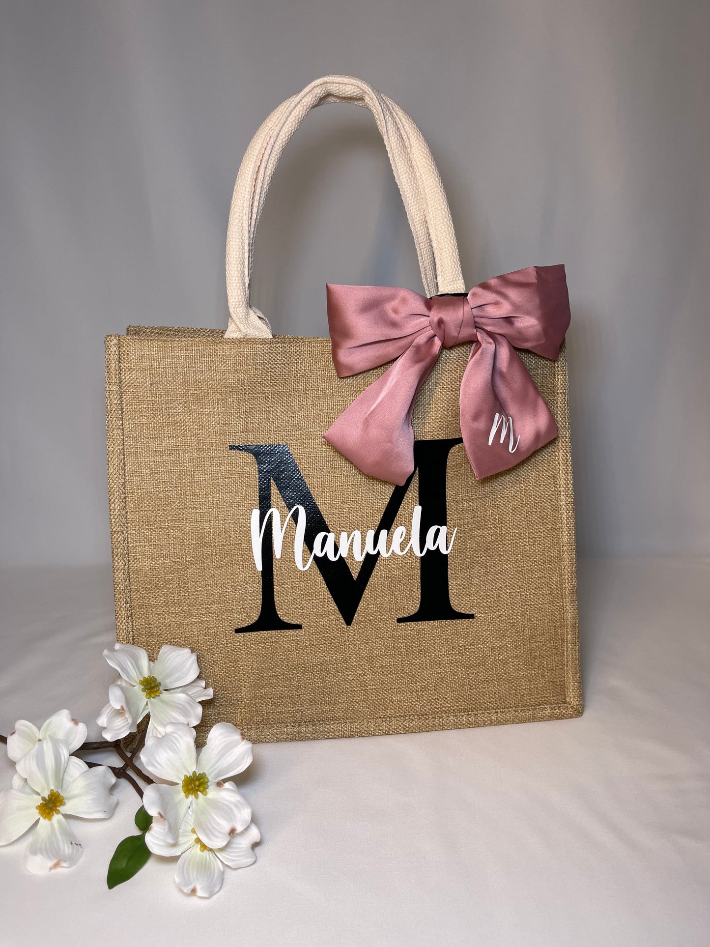 Borsa in juta con fiocco