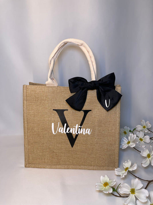 Borsa in juta con fiocco