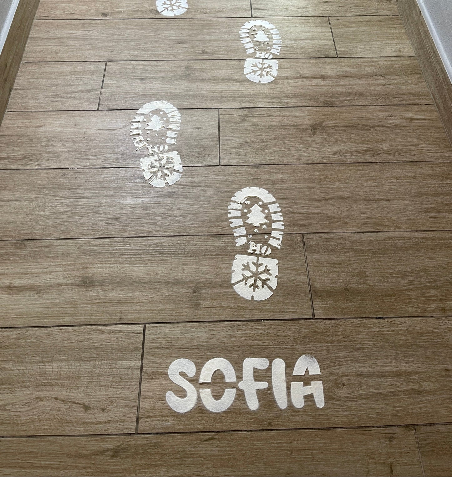 Stencil "Impronte di Babbo Natale" con nome