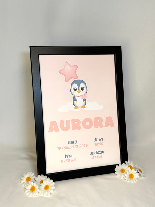 Quadretto Nascita Pinguino