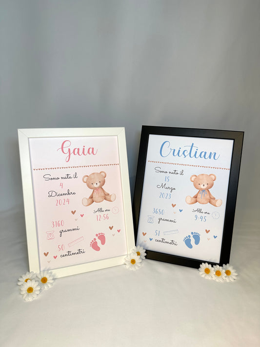 Quadretto Nascita Orsetto