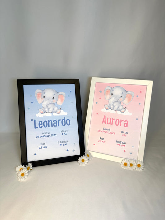 Quadretto Nascita Elefantino