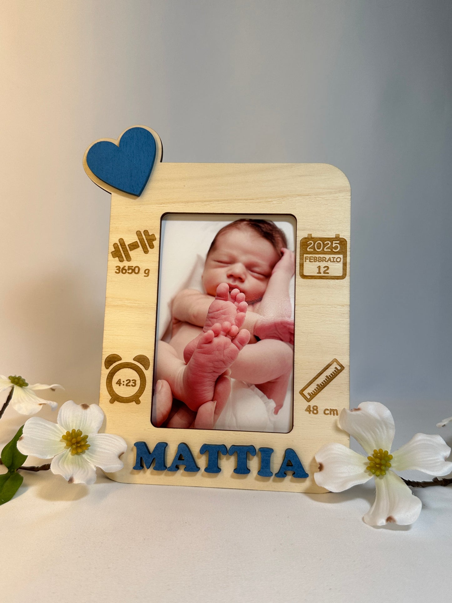 Cornice Nascita in legno