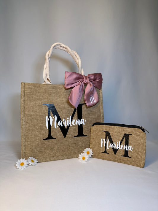 Set Borsa e Pochette in juta