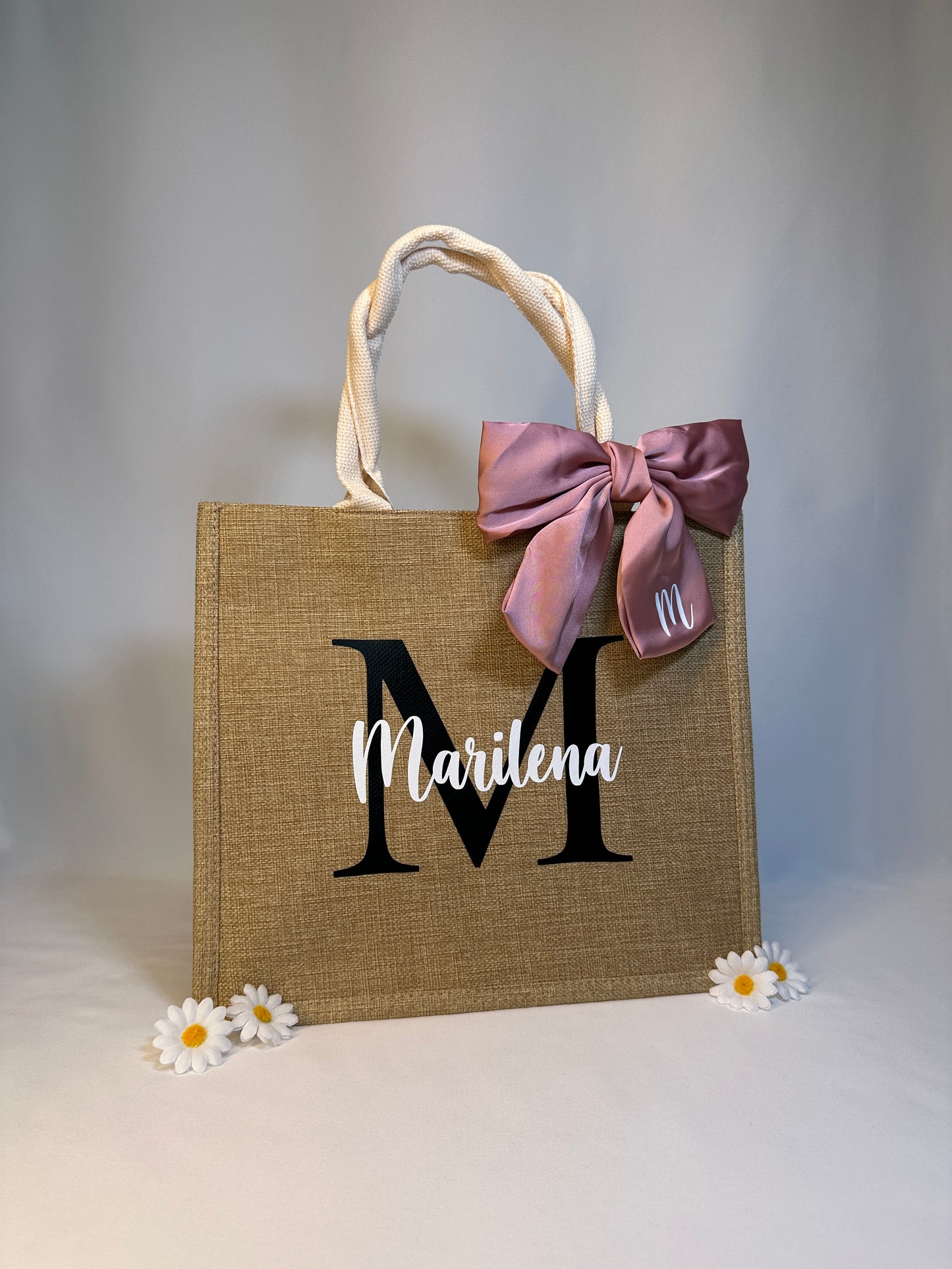 Borsa in juta con fiocco
