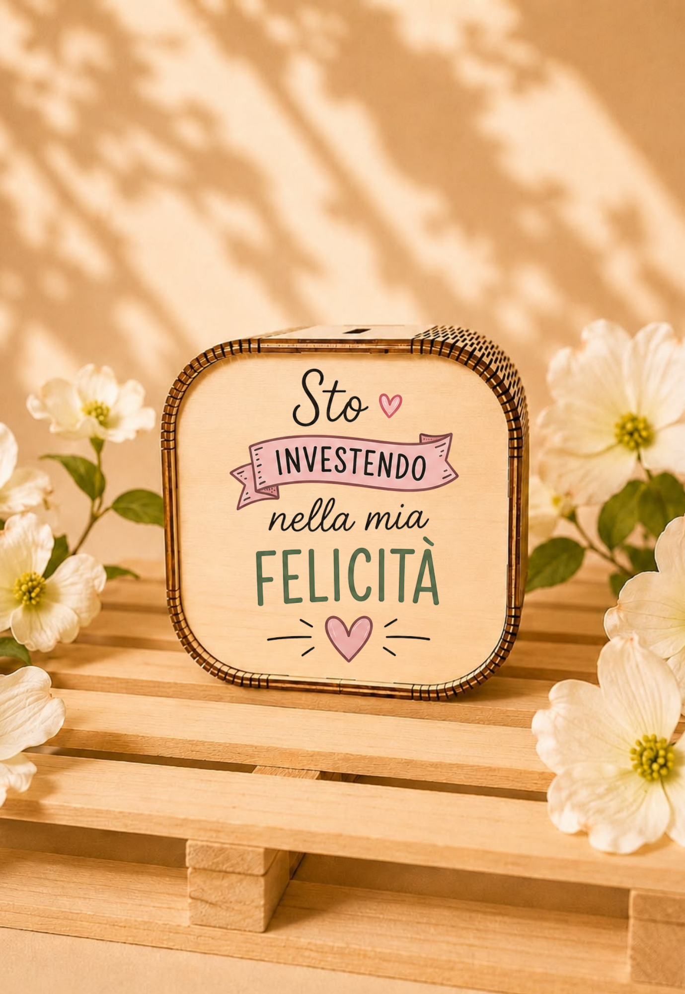 Salvadanaio con frase motivazionale