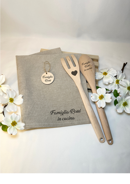 Set asciugamano con mestoli