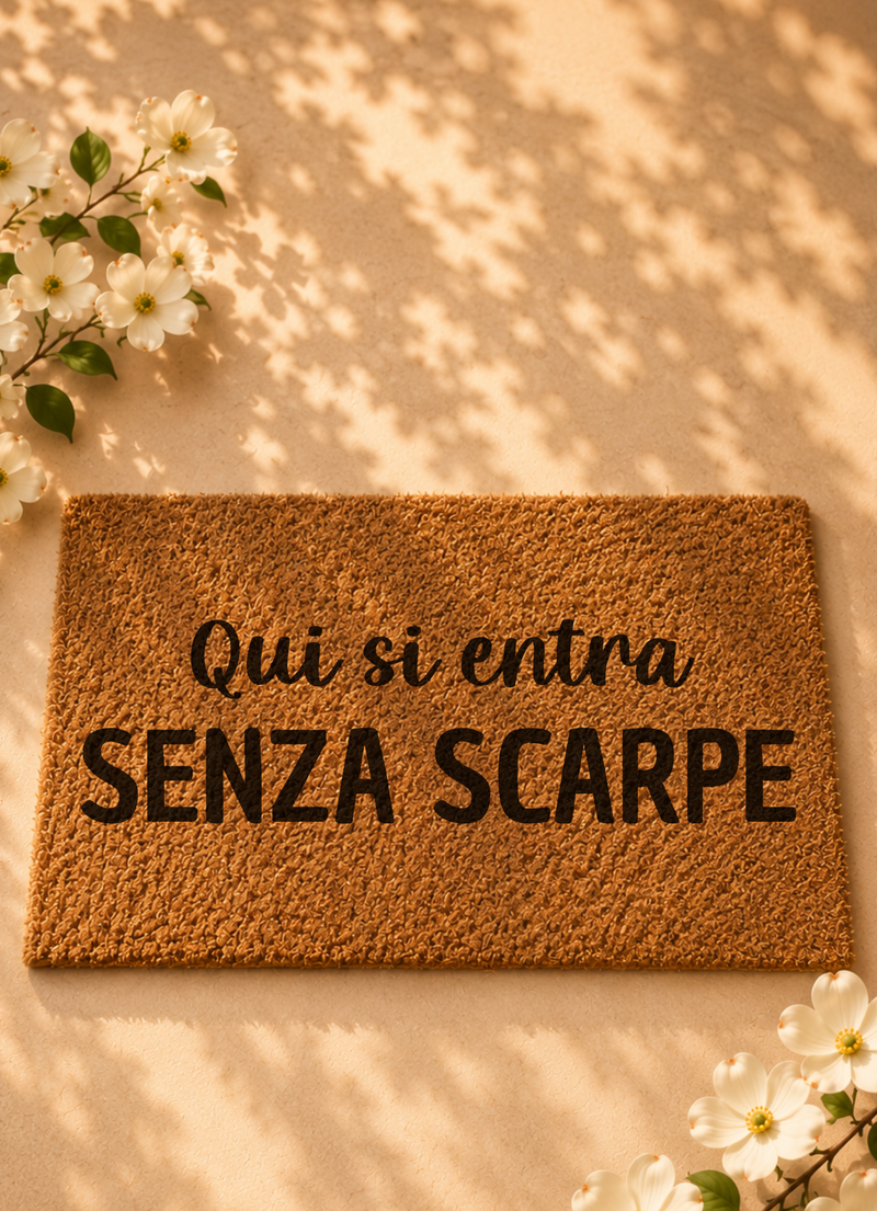 Zerbino Qui si entra senza scarpe