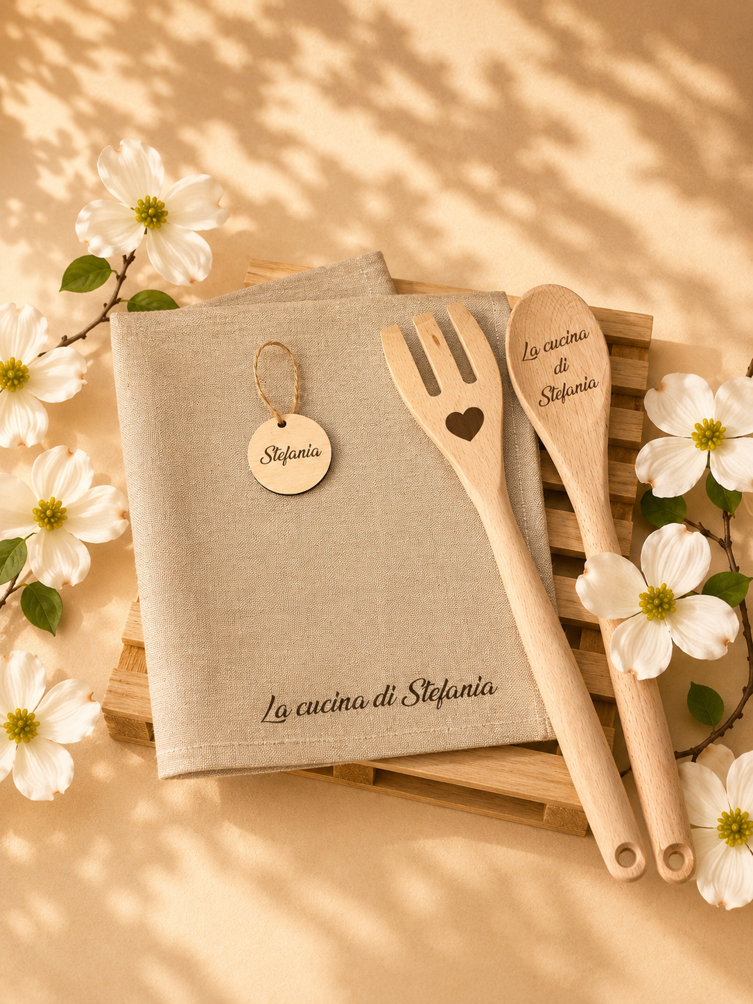 Set asciugamano con mestoli