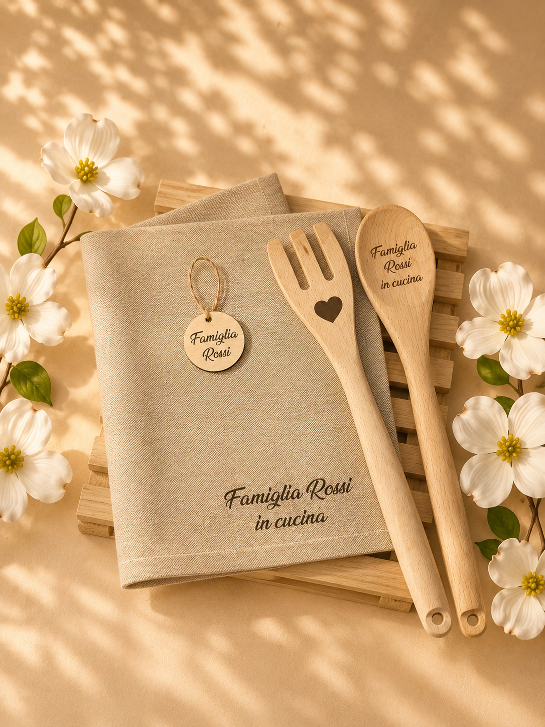 Set asciugamano con mestoli