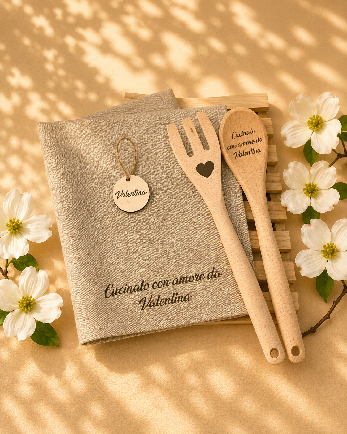 Set asciugamano con mestoli