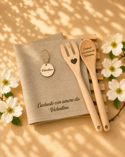 Set asciugamano con mestoli