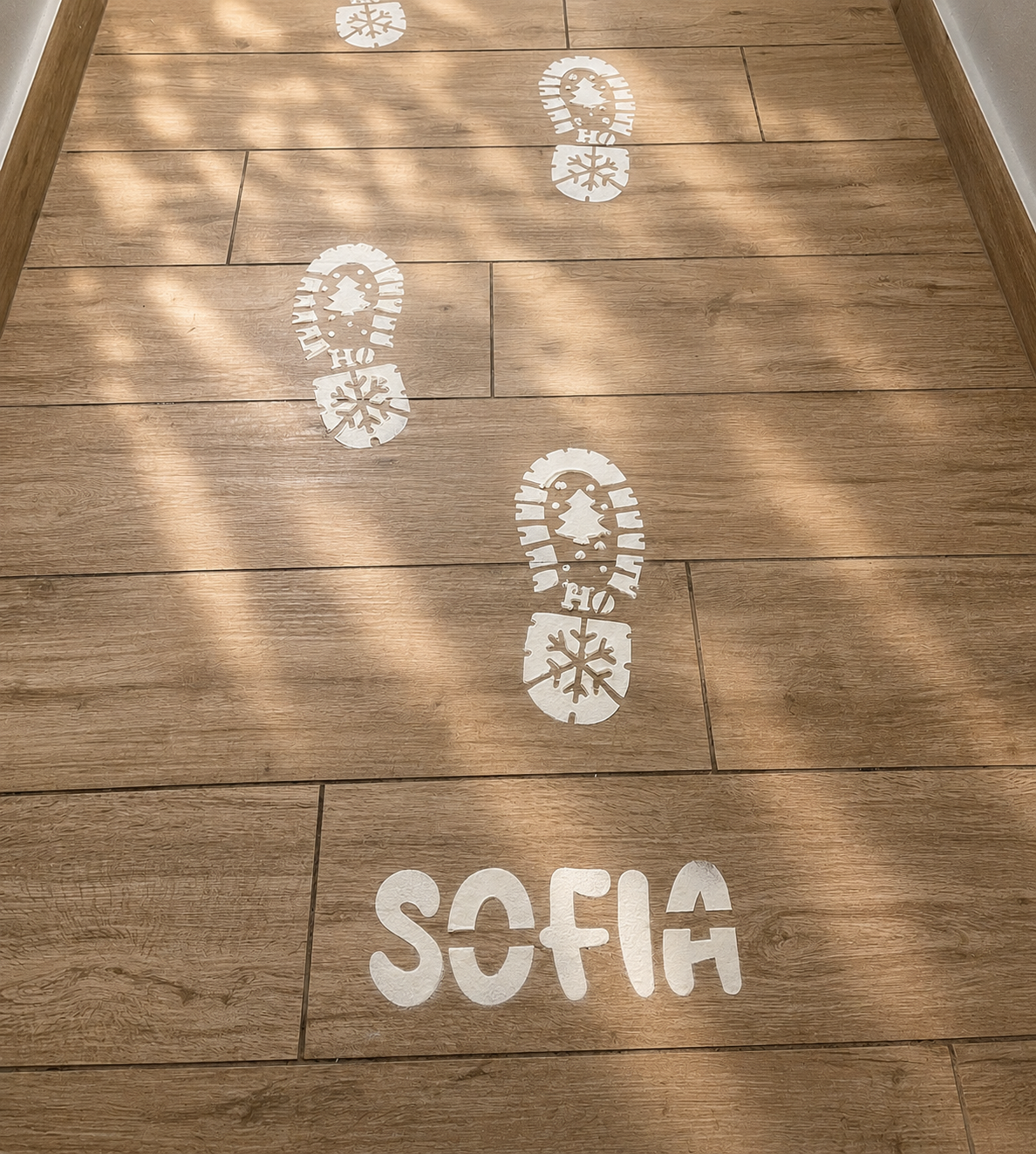 Stencil "Impronte di Babbo Natale/Elfi" con nome