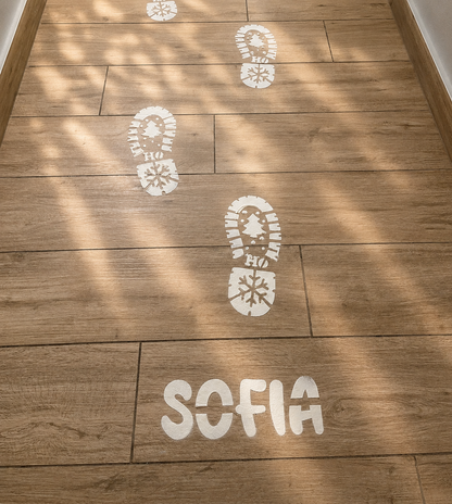 Stencil "Impronte di Babbo Natale/Elfi" con nome