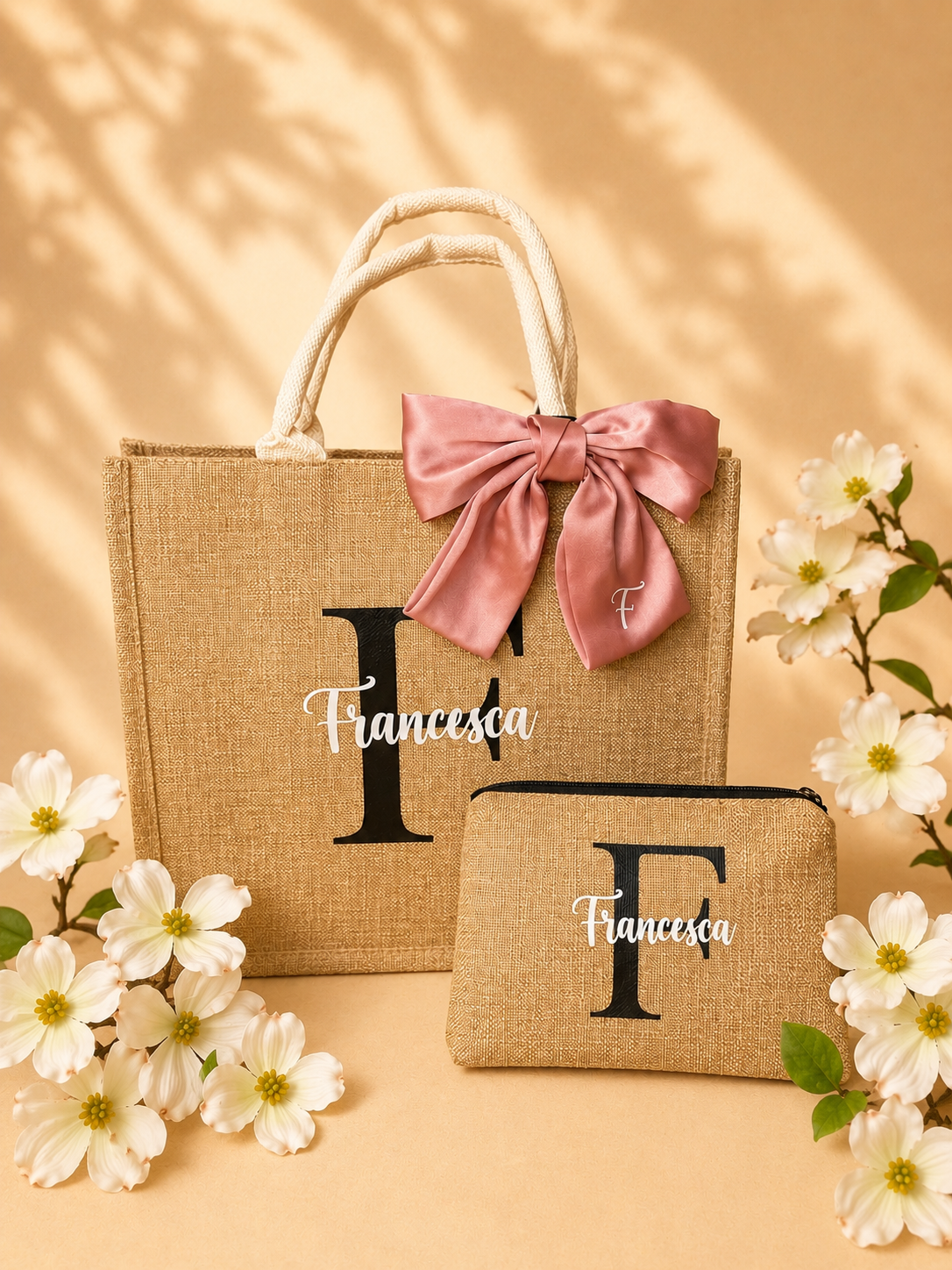 Set Borsa e Pochette in juta