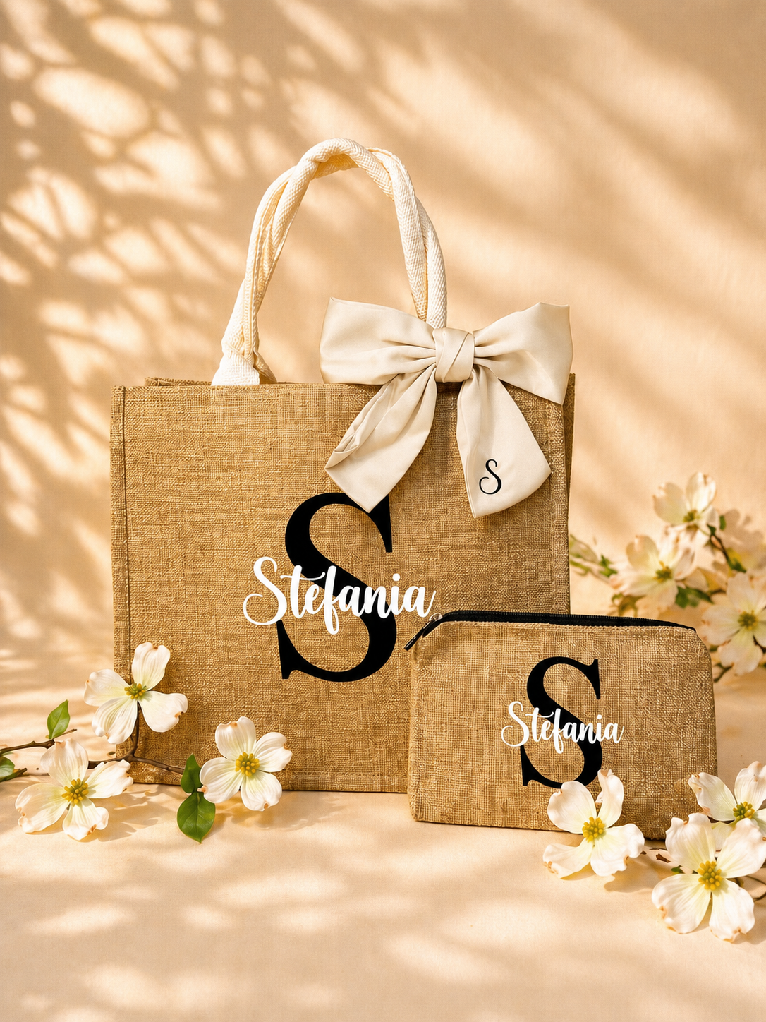 Set Borsa e Pochette in juta