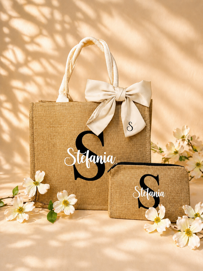 Set Borsa e Pochette in juta