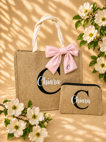 Set Borsa e Pochette in juta