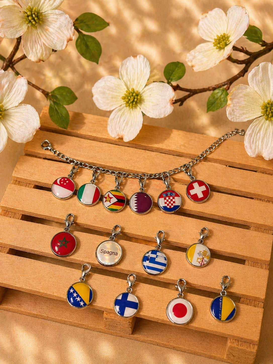 Bracciale per Ciondoli Bandiere del Mondo