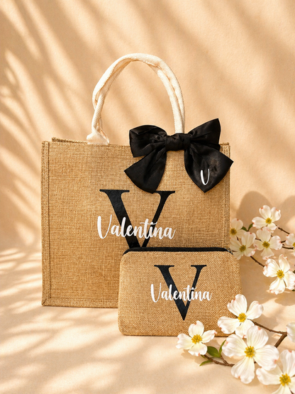Set Borsa e Pochette in juta