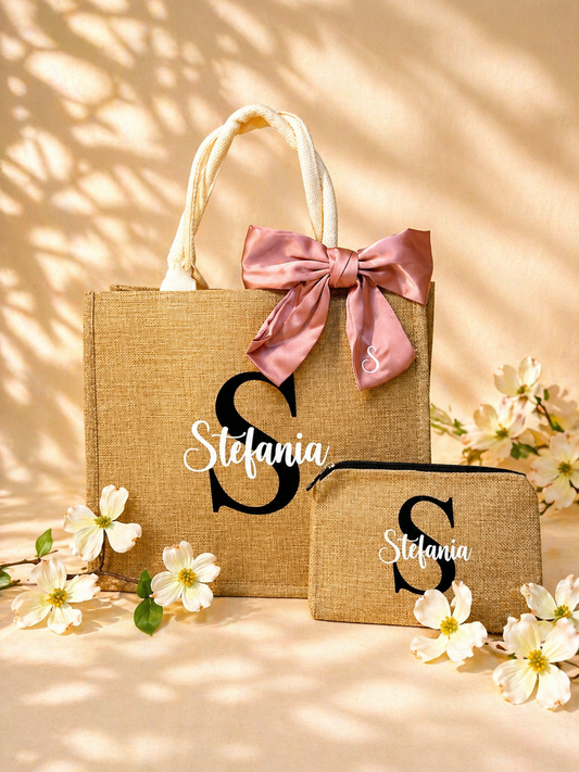 Set Borsa e Pochette in juta