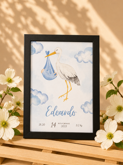 Quadretto Nascita Cicogna