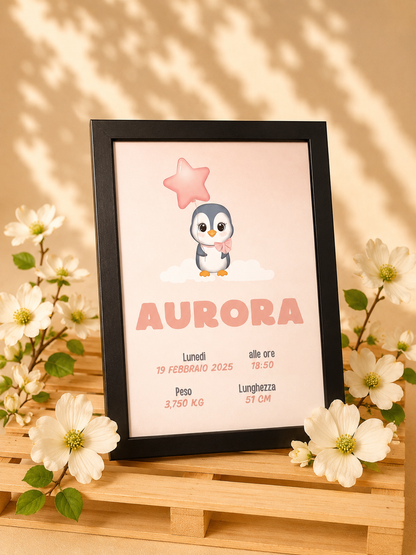 Quadretto Nascita Pinguino