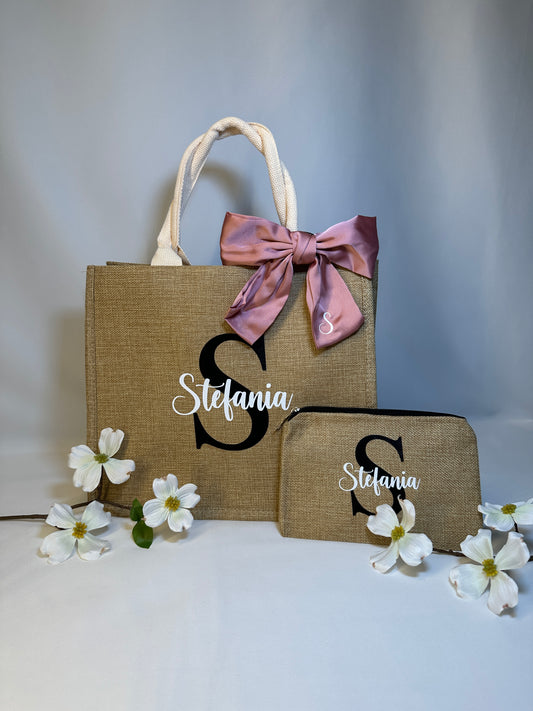 Set Borsa e Pochette in juta