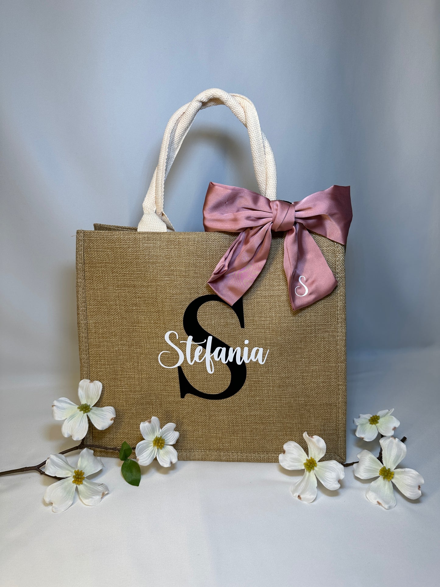Borsa in juta con fiocco