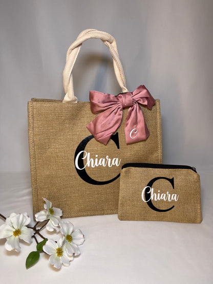 Set Borsa e Pochette in juta