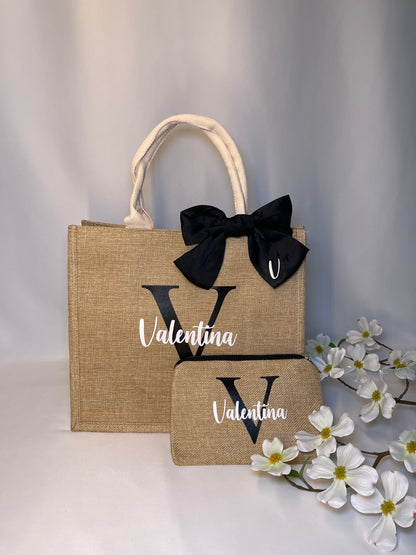 Set Borsa e Pochette in juta