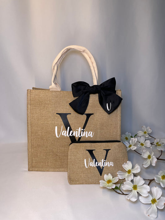 Set Borsa e Pochette in juta