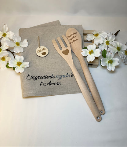 Set asciugamano con mestoli