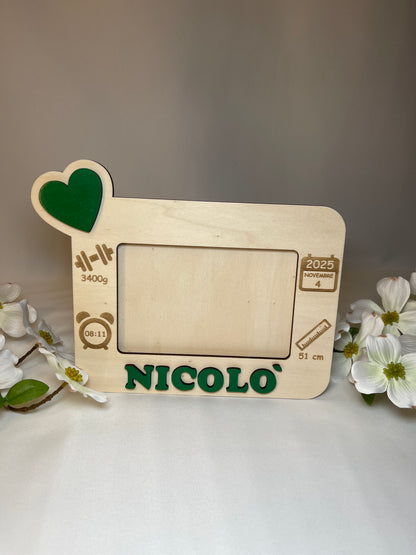 Cornice Nascita in legno