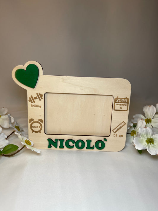 Cornice Nascita in legno