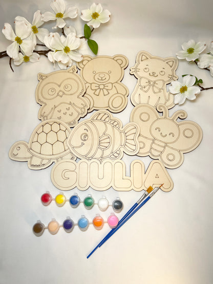 Kit Nome + Animaletto da colorare