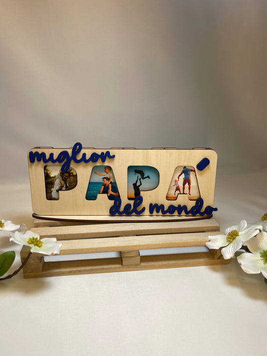 Cornice Papà in legno